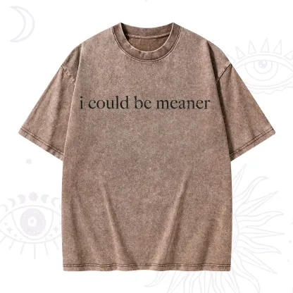 Purplehecate I Could Be Meaner Funny Sarcastic Washed T-Shirt