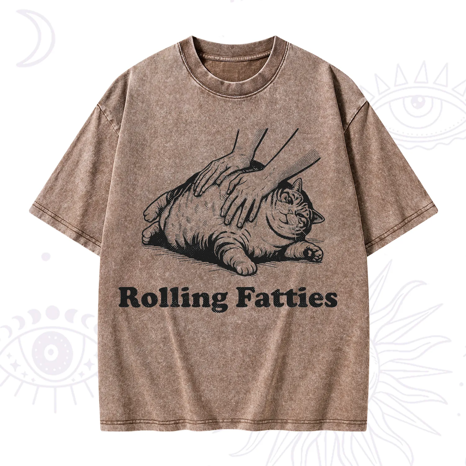 Purplehecate Rolling Fatties Cat Washed T-Shirt