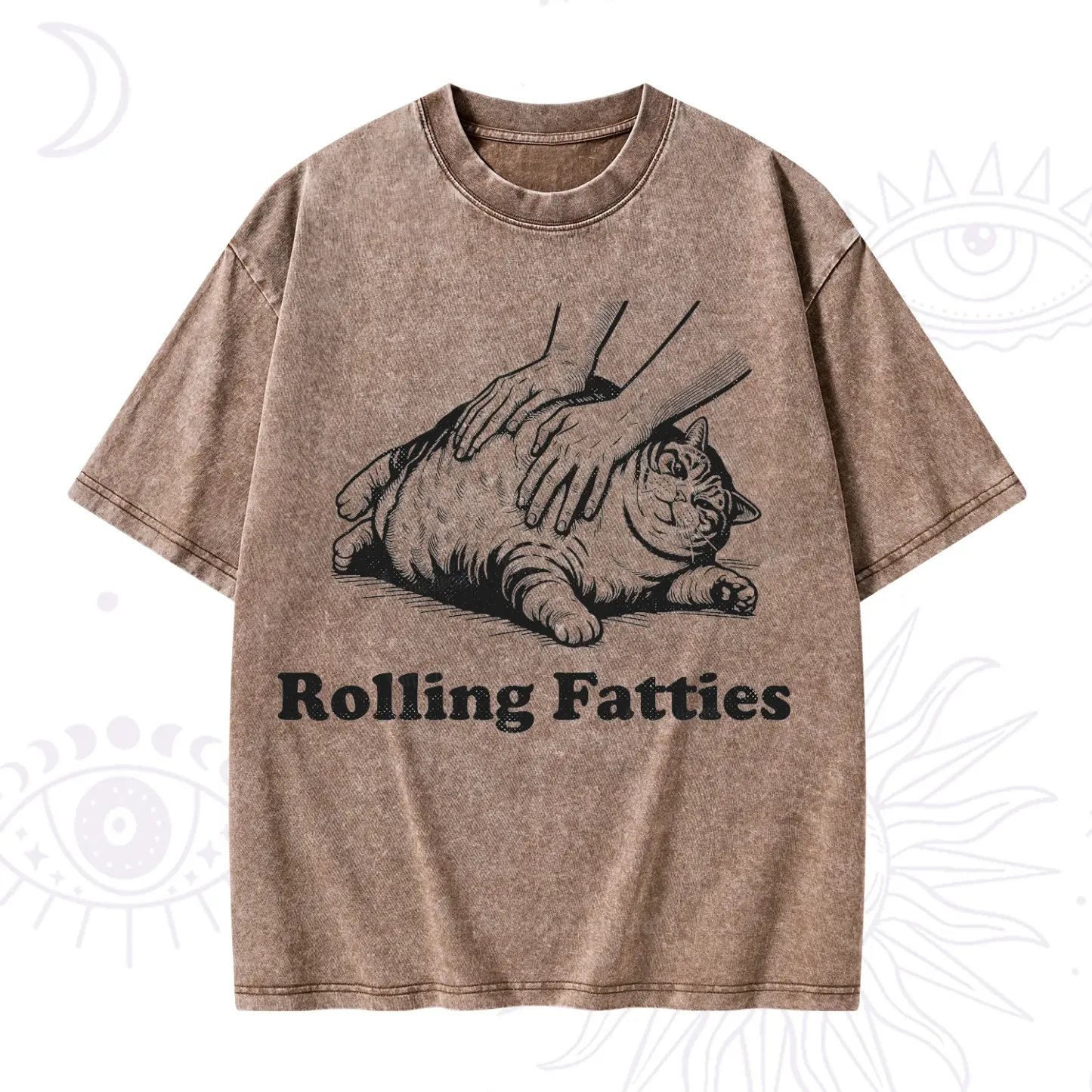 Purplehecate Rolling Fatties Cat Washed T-Shirt