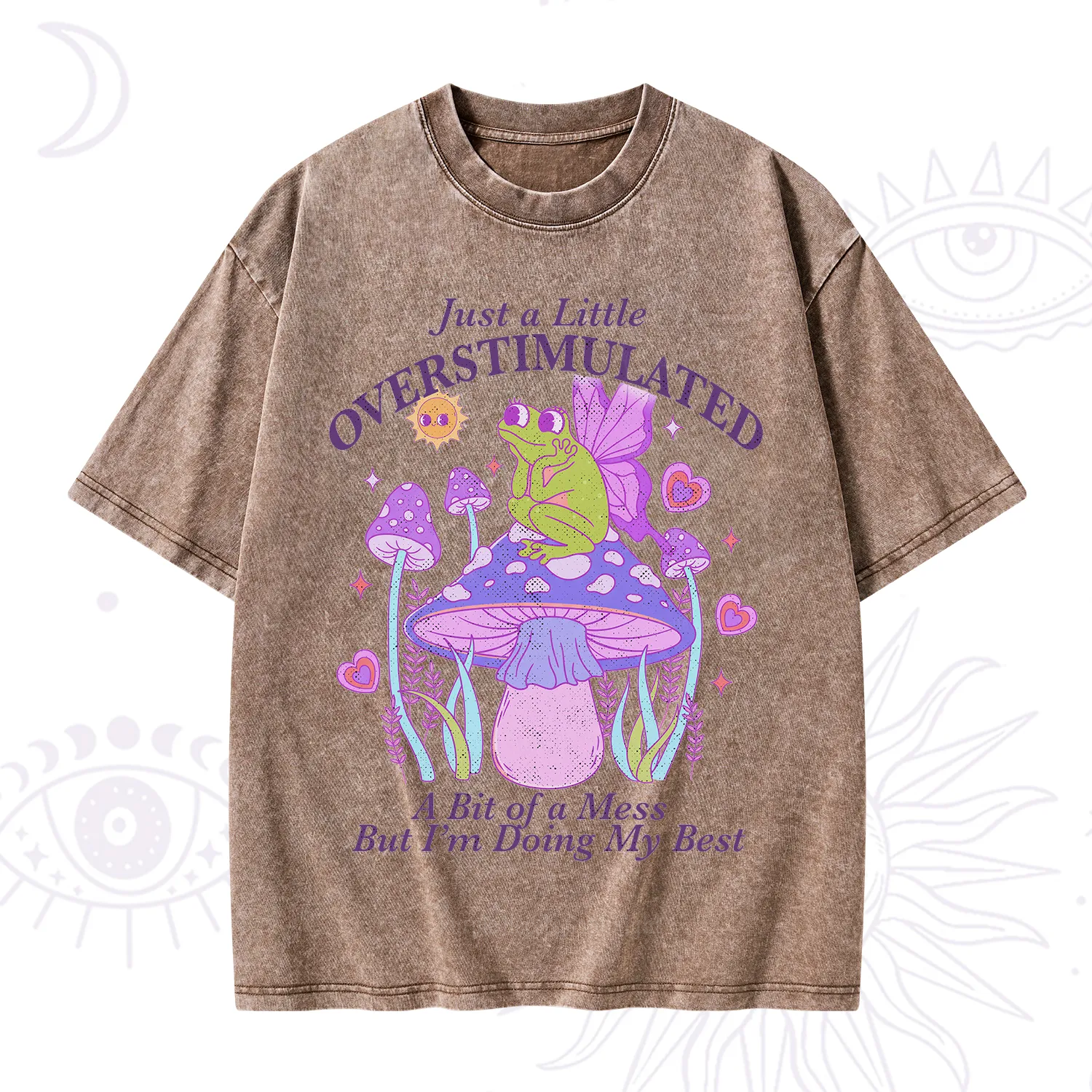 Purplehecate Just a Little Overstimulated Frog Washed T-Shirt