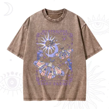 Purplehecate Mysterious Night Energy Moth Washed T-Shirt