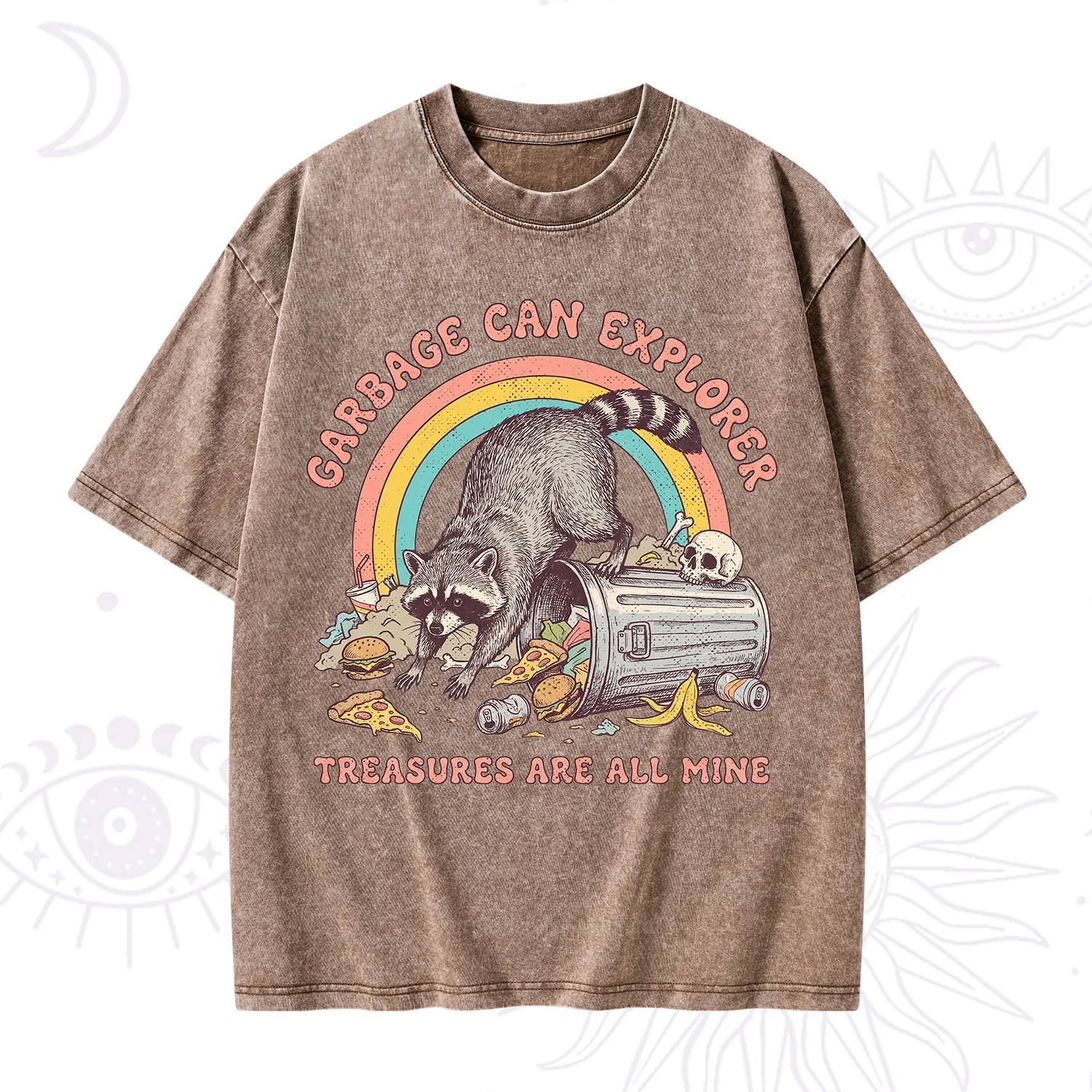 Purplehecate Garbage Can Explorer Raccoon Washed T-Shirt