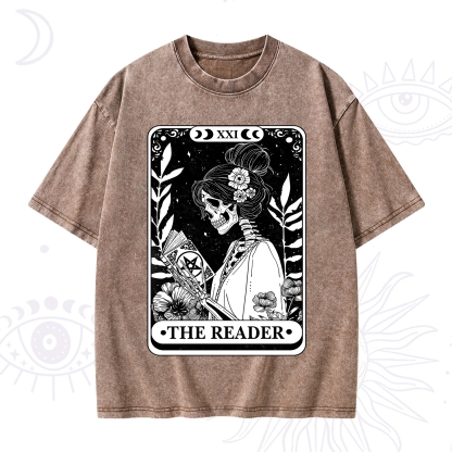 Purplehecate The Reader Skeleton Tarot Washed T-Shirt