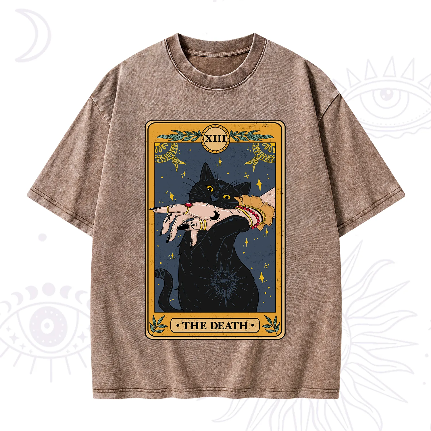 Purplehecate The Death Card Tarot Cat Washed T-Shirt