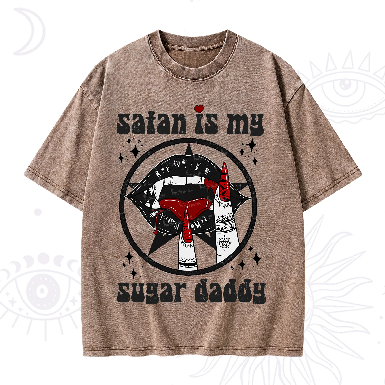 Purplehecate Satan Is My Sugar Daddy Washed T-Shirt