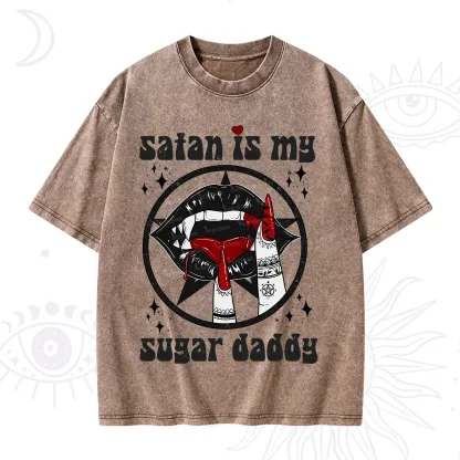 Purplehecate Satan Is My Sugar Daddy Washed T-Shirt