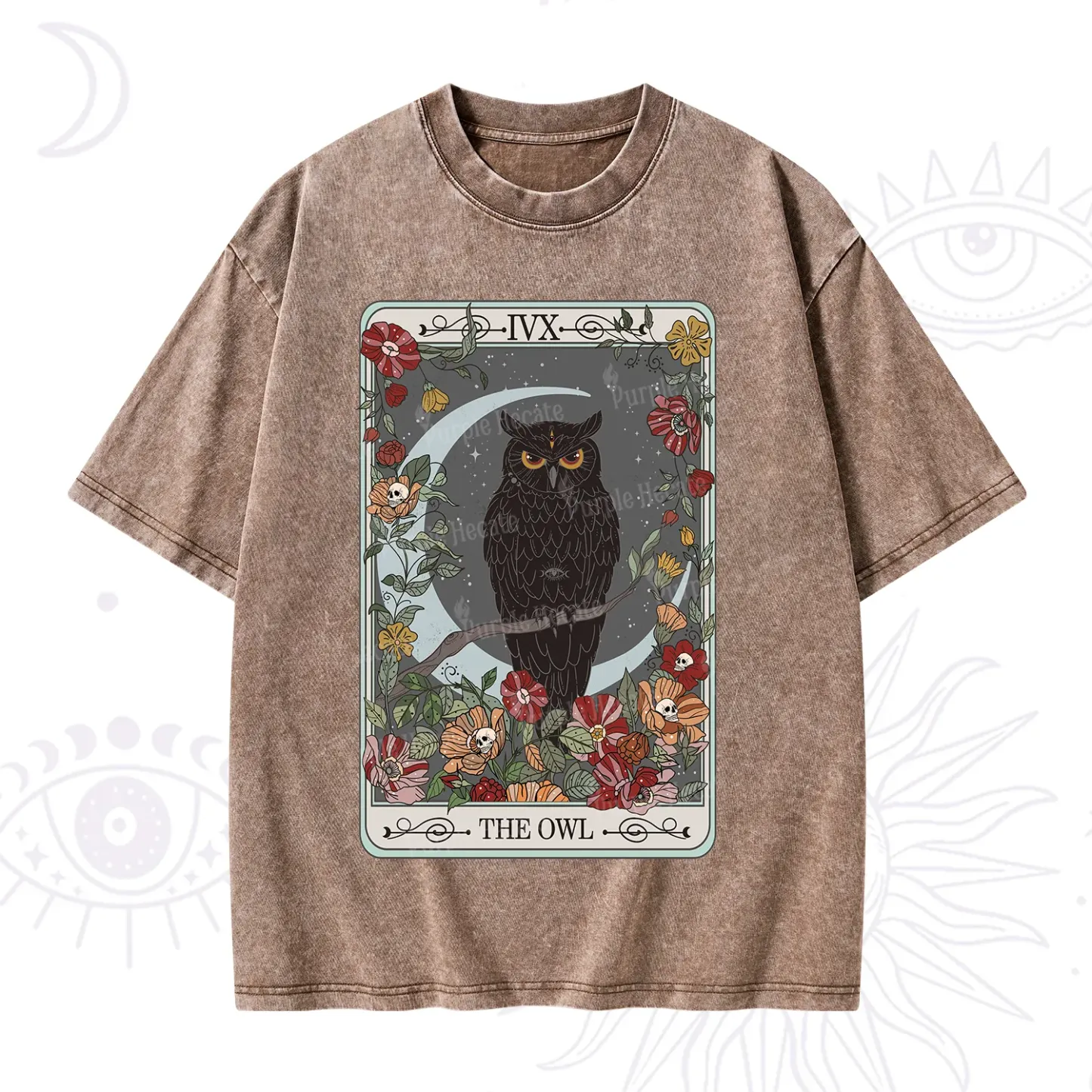 Purplehecate The Owl Tarot Washed T-Shirt