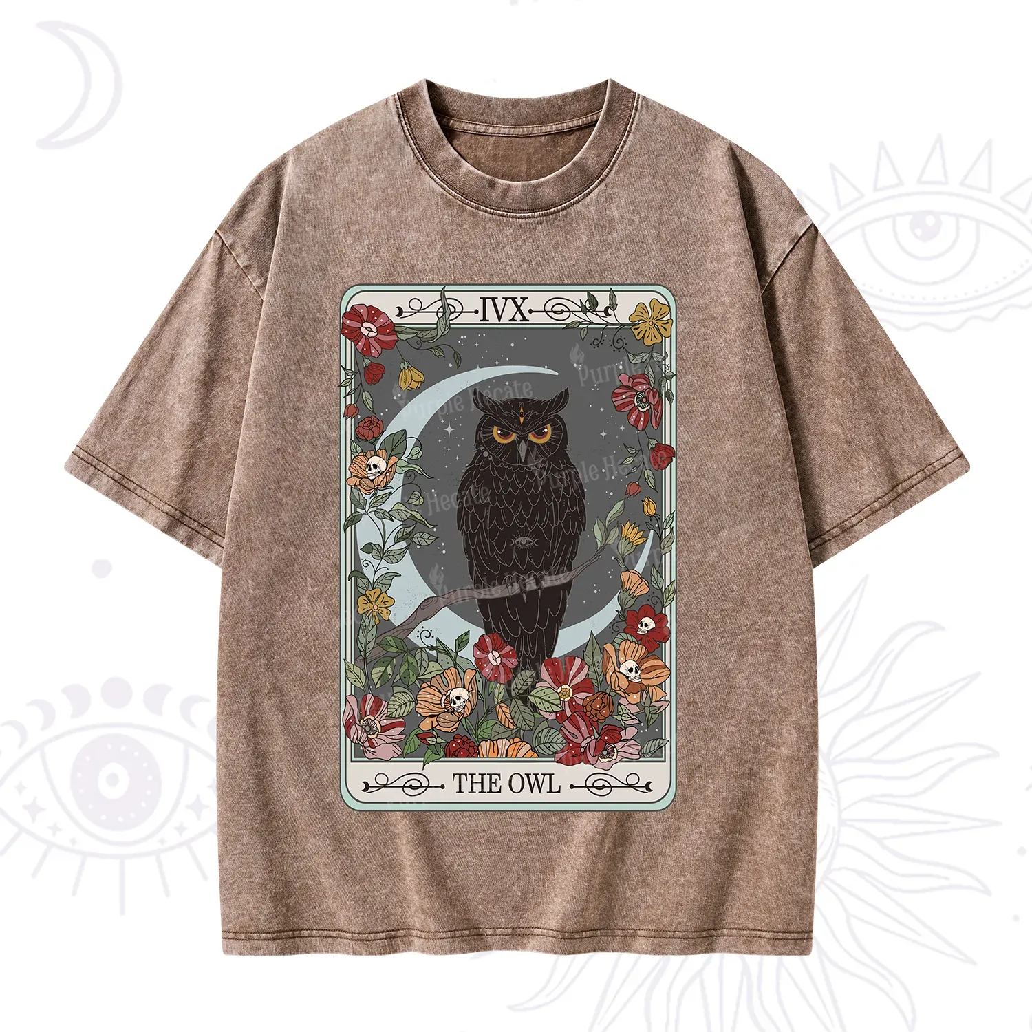 Purplehecate The Owl Tarot Washed T-Shirt