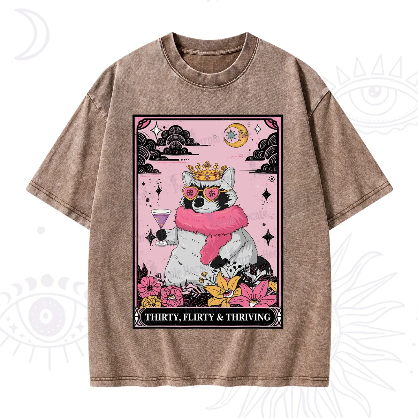 Purplehecate The Thirty Flirty Thriving Oracle Card Washed T-Shirt