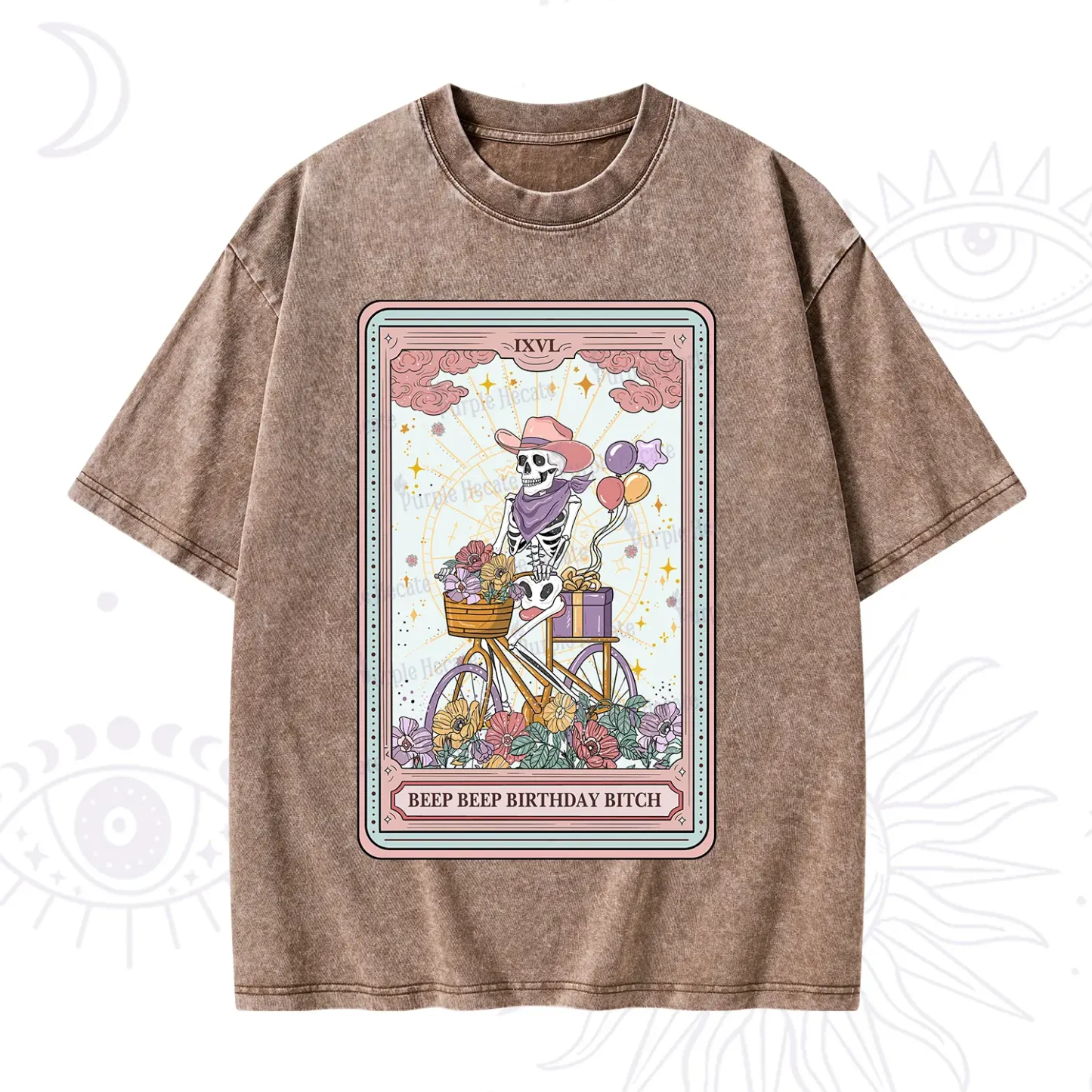 Purplehecate The Beep Beep Birthday Bitch Tarot Washed T-Shirt