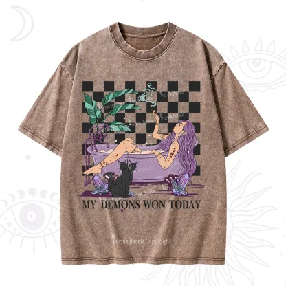 Purplehecate My Demons Won Today Washed T-Shirt