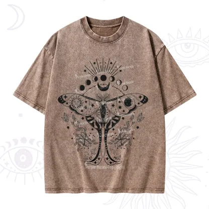 Purplehecate Moonlit Celestial Moth Washed T-Shirt