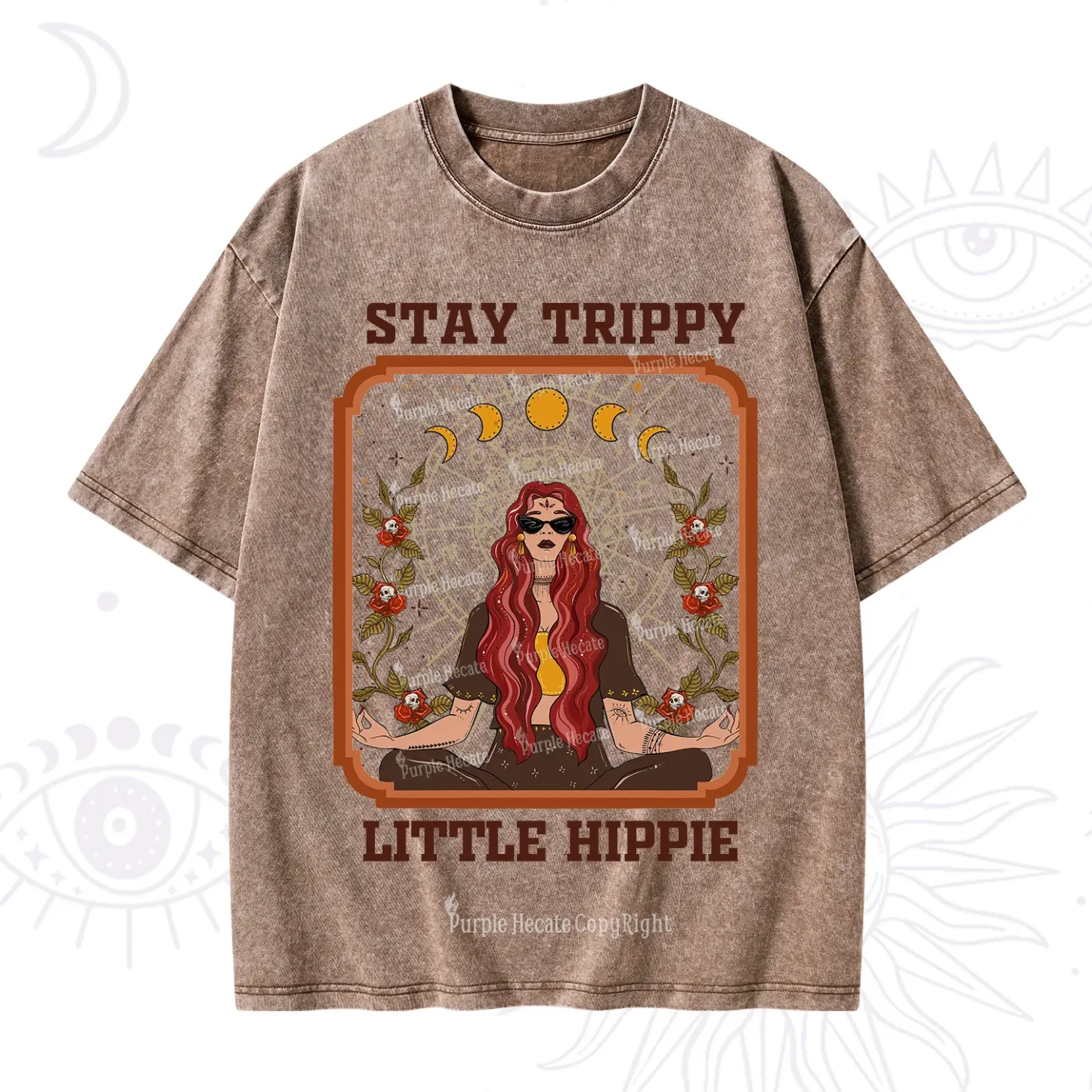Purplehecate Stay Trippy Little Witchy Hippie Washed T-Shirt