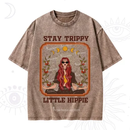 Purplehecate Stay Trippy Little Witchy Hippie Washed T-Shirt