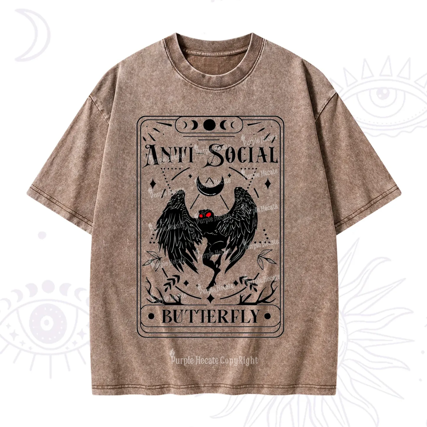 Purplehecate The Antisocial Butterfly Oracle Card Washed T-Shirt