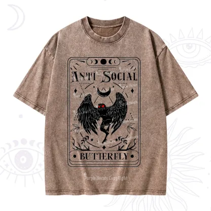 Purplehecate The Antisocial Butterfly Oracle Card Washed T-Shirt