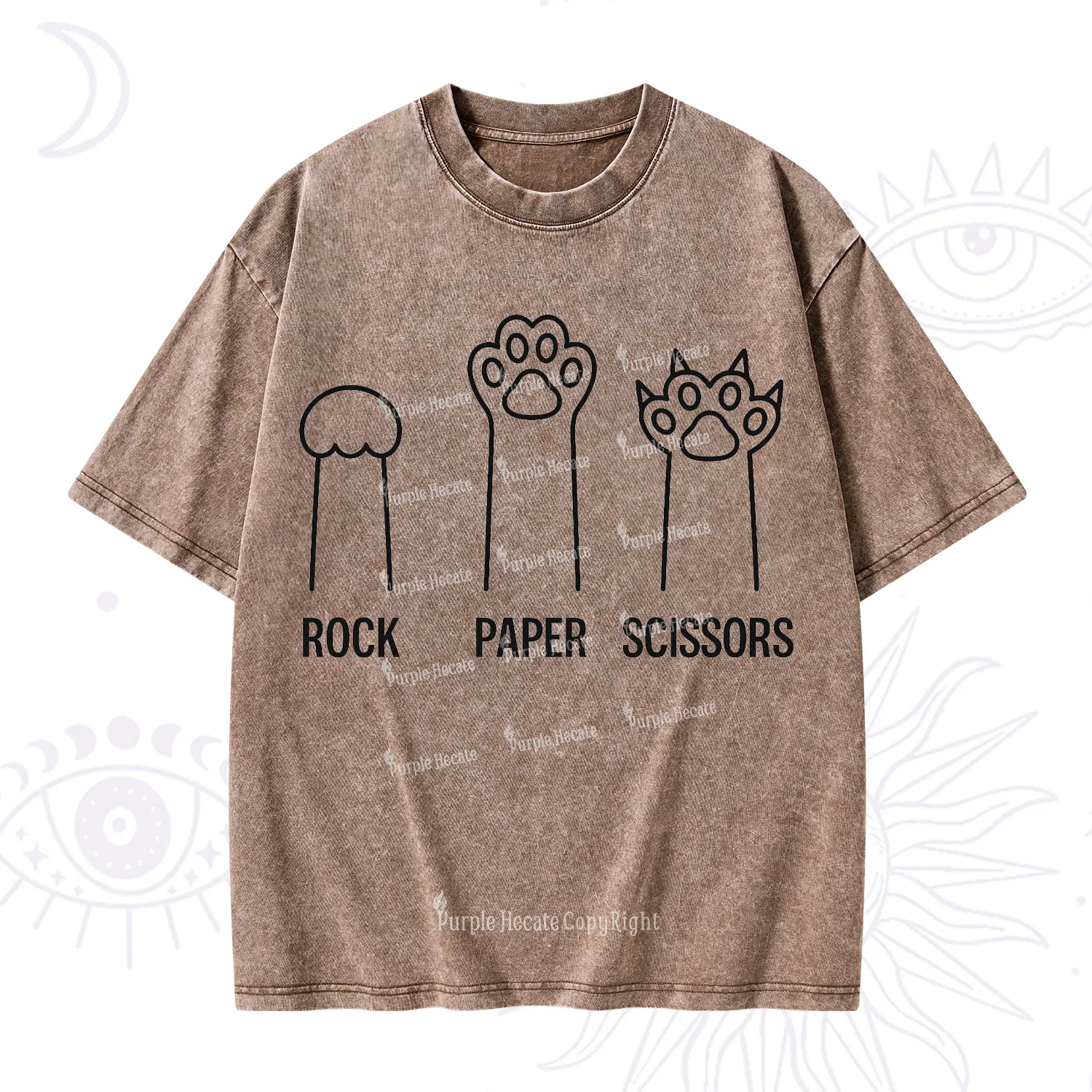 Purplehecate Rock Paper Scissors Cat Paw Edition Washed T-Shirt