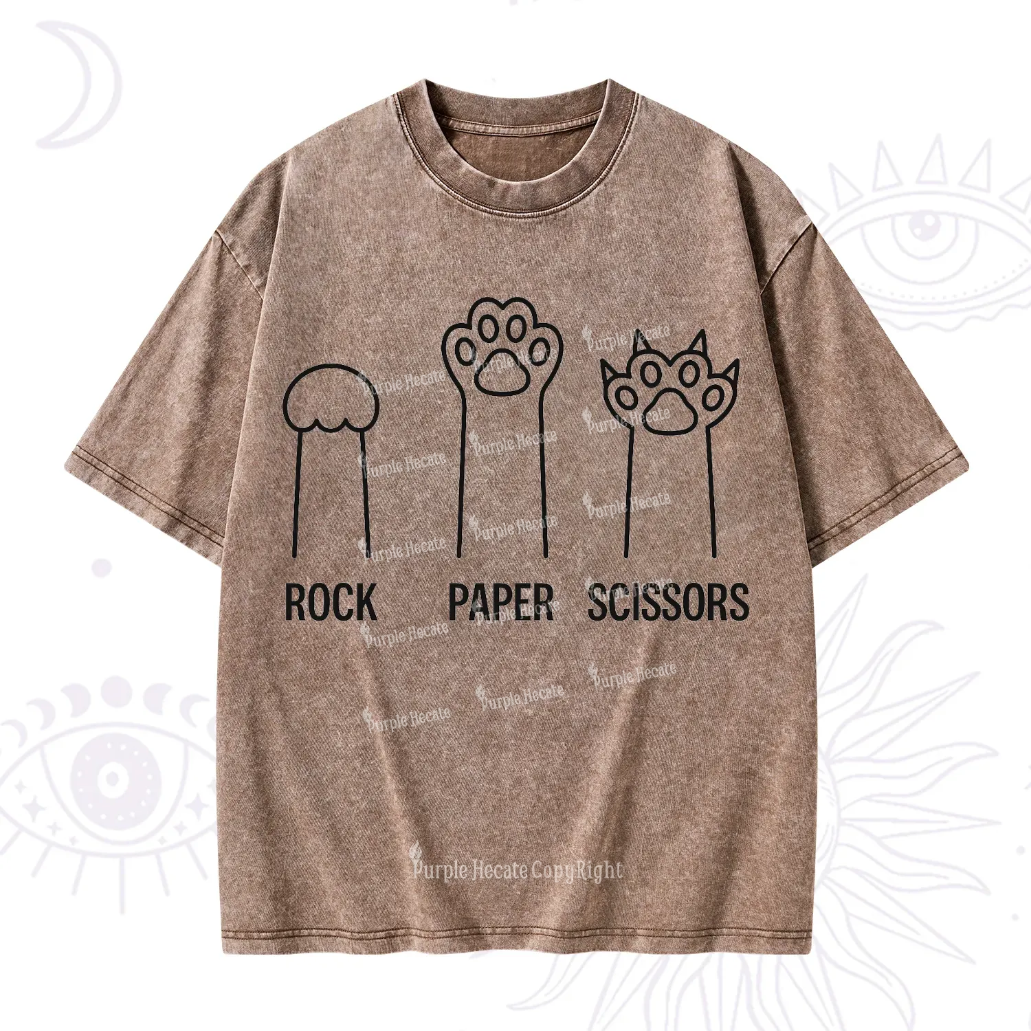 Purplehecate Rock Paper Scissors Cat Paw Edition Washed T-Shirt