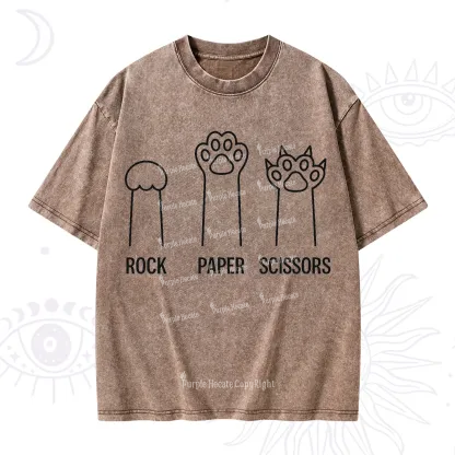 Purplehecate Rock Paper Scissors Cat Paw Edition Washed T-Shirt