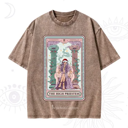 Purplehecate The High Priestess Tarot Card Christmas Washed T-Shirt