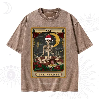 Purplehecate The Reader Tarot Christmas Washed T-Shirt