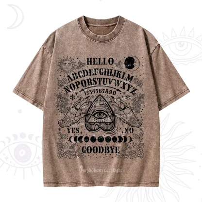 Purplehecate Hello Goodbye Witch Ouija Board Christmas Washed T-Shirt