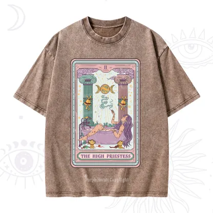Purplehecate The High Priestess Tarot Christmas Washed T-Shirt