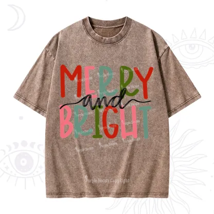Purplehecate Merry and Bright Christmas Washed T-Shirt
