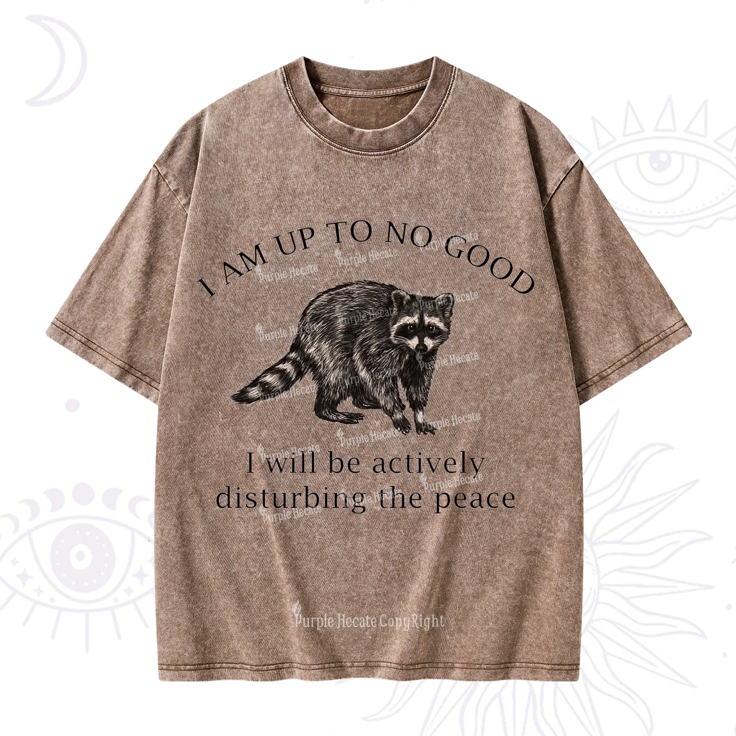 Purplehecate Trash Raccoon Backyard Wildlife Washed T-Shirt