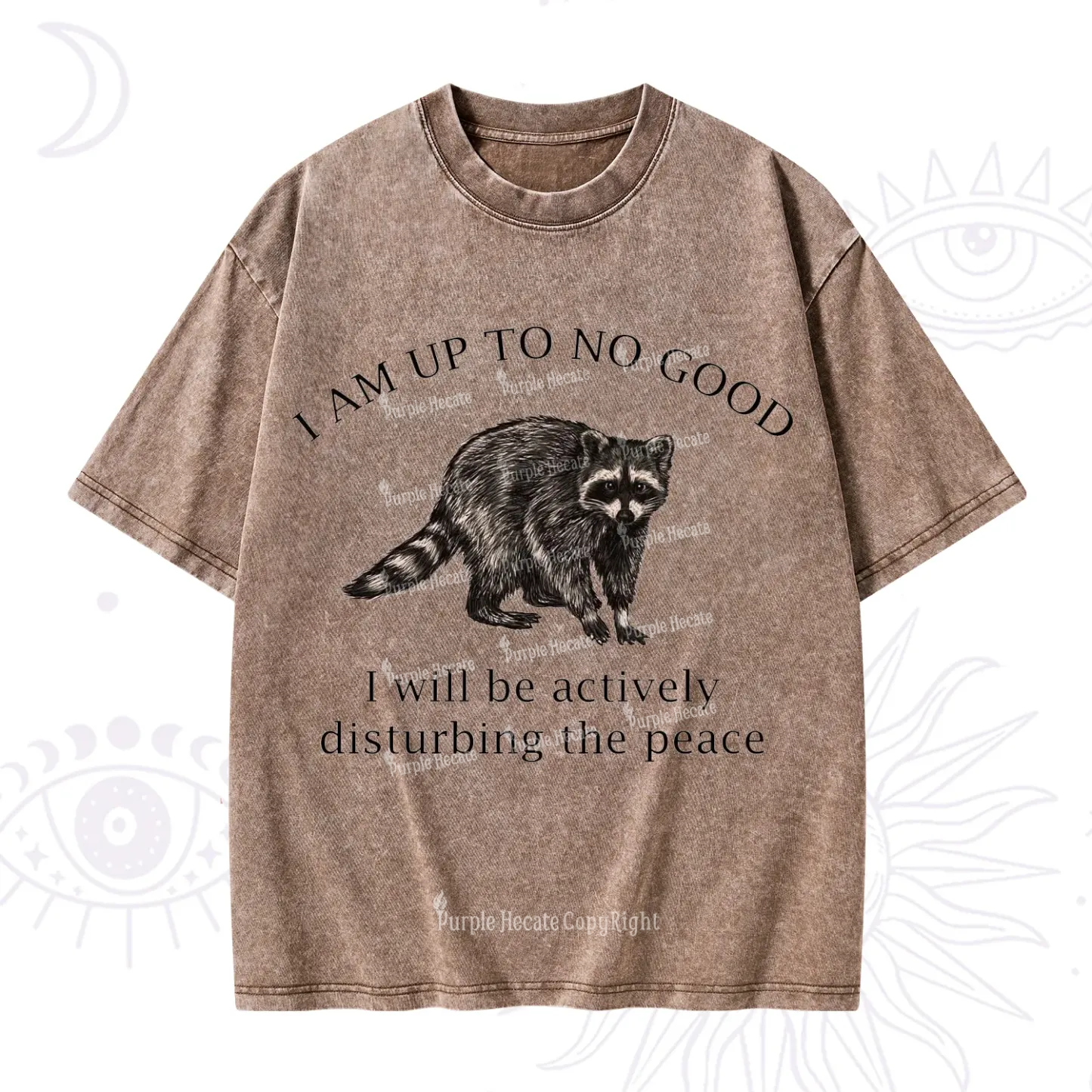 Purplehecate Trash Raccoon Backyard Wildlife Washed T-Shirt