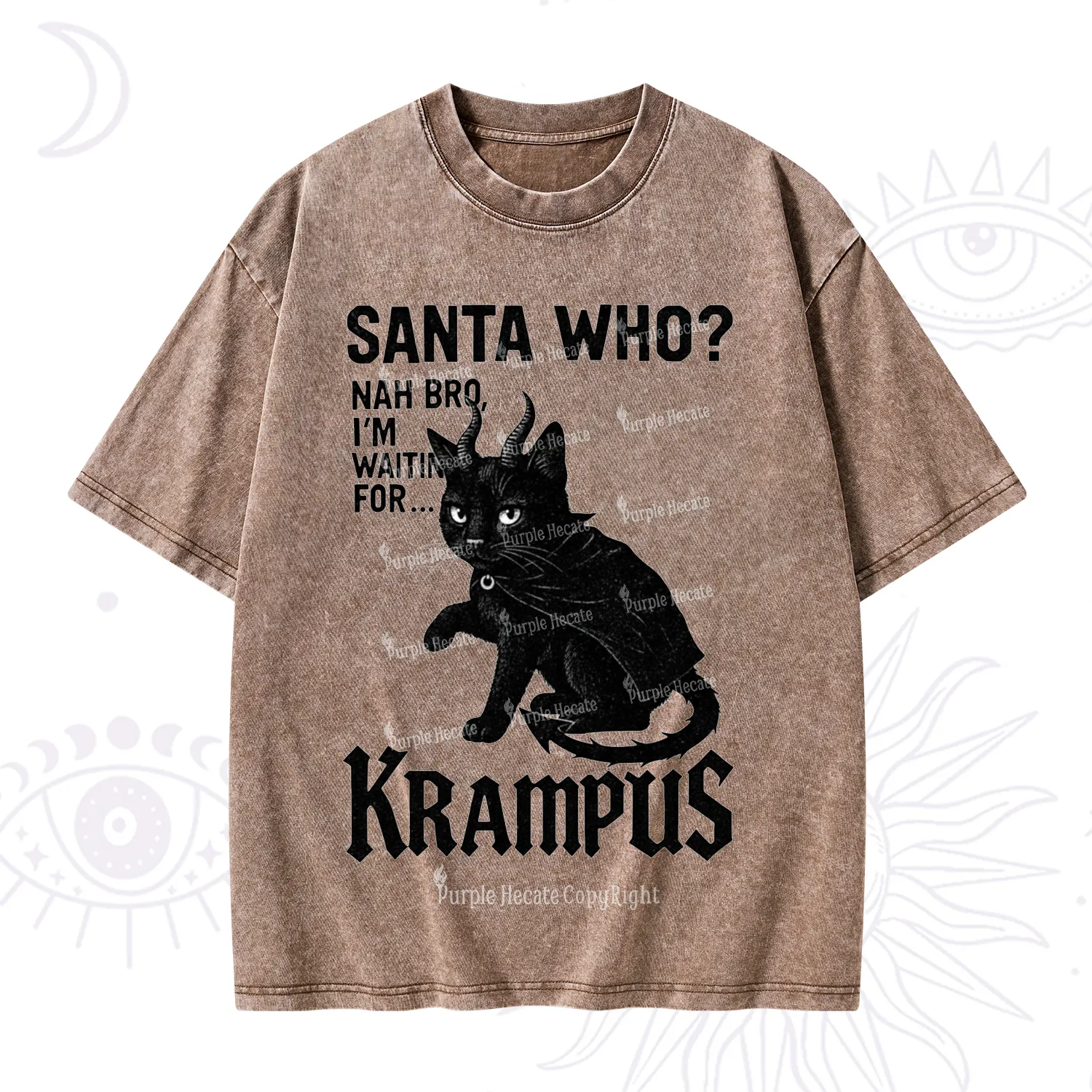 Purplehecate Santa Who? Nah Bro I'm Waiting for Krampus Christmas Washed T-Shirt