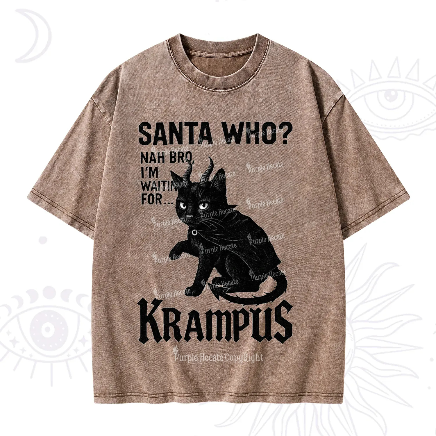 Purplehecate Santa Who? Nah Bro I'm Waiting for Krampus Christmas Washed T-Shirt