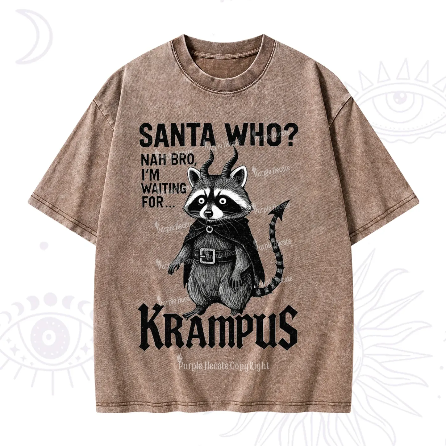 Purplehecate Santa Who? Nah Bro I'm Waiting for Krampus Christmas Washed T-Shirt