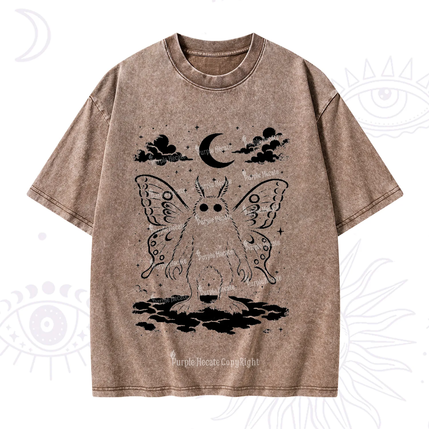 Purplehecate Celestial Cryptid Mothman Washed T-Shirt