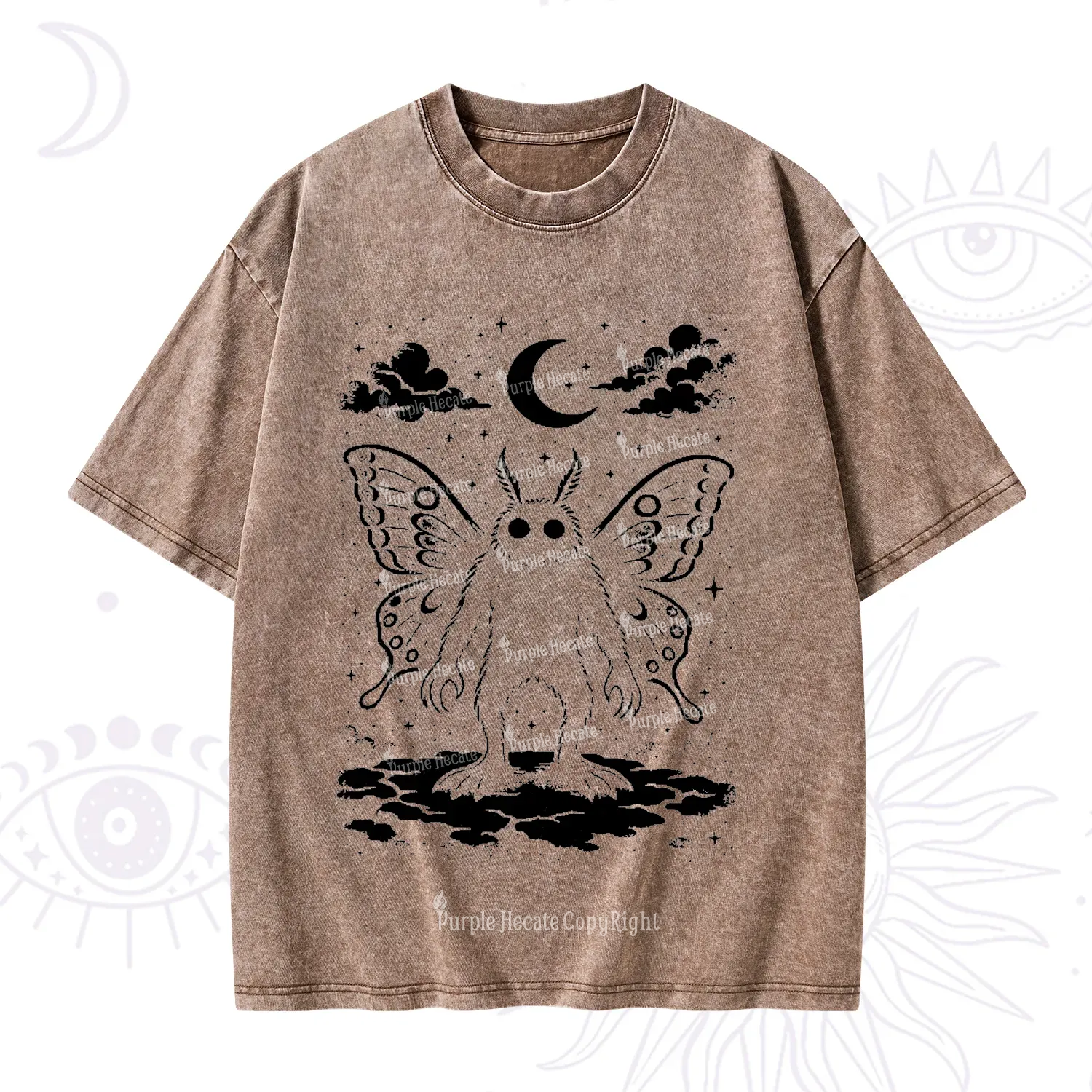 Purplehecate Celestial Cryptid Mothman Washed T-Shirt