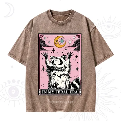 Purplehecate The In My Feral Era Tarot Raccoon Washed T-Shirt