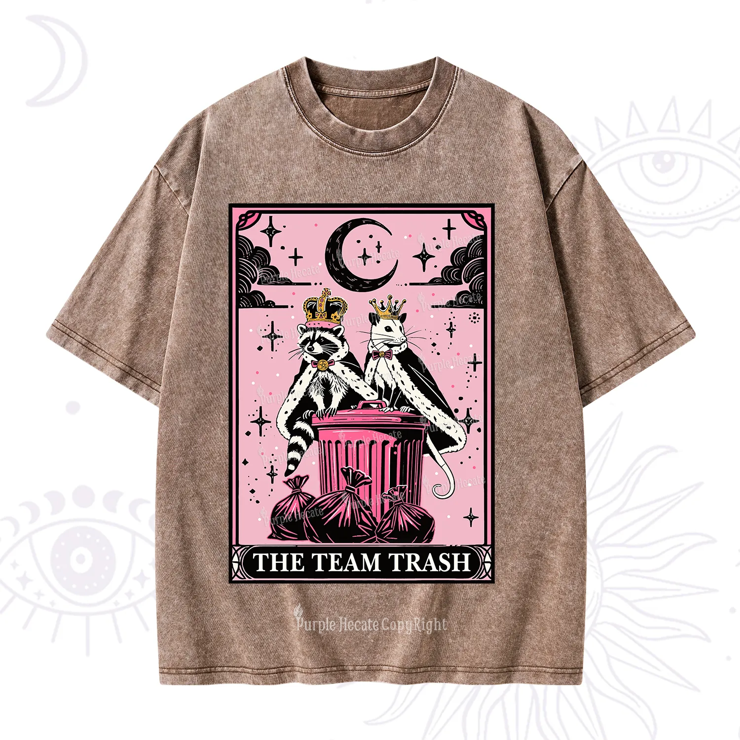 Purplehecate The Trash Kingdom's Tarot Opossum and Raccoon Washed T-Shirt