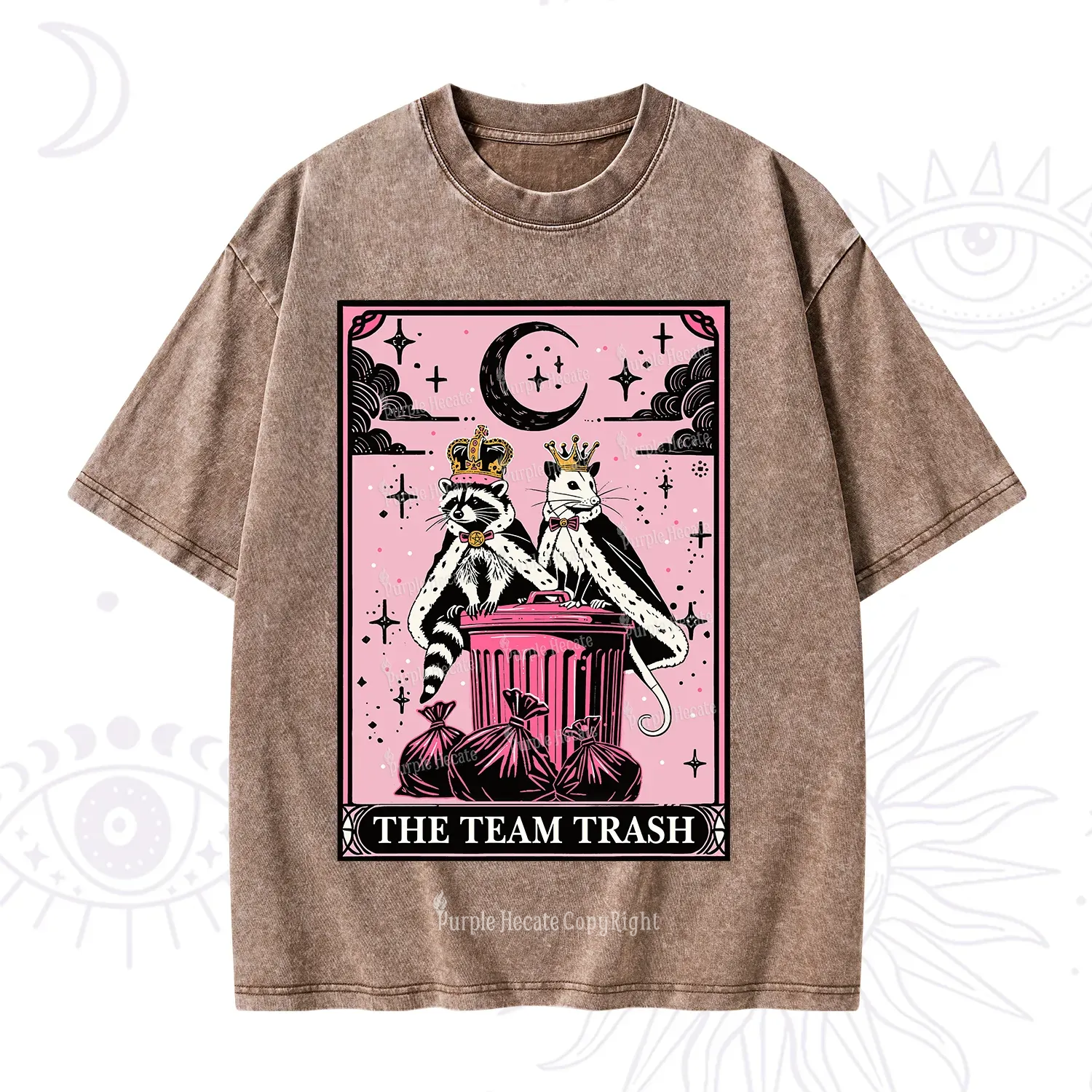 Purplehecate The Trash Kingdom's Tarot Opossum and Raccoon Washed T-Shirt
