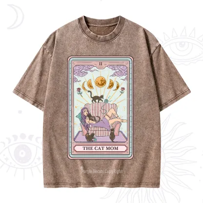 Purplehecate The Cat Mom Tarot Washed T-Shirt