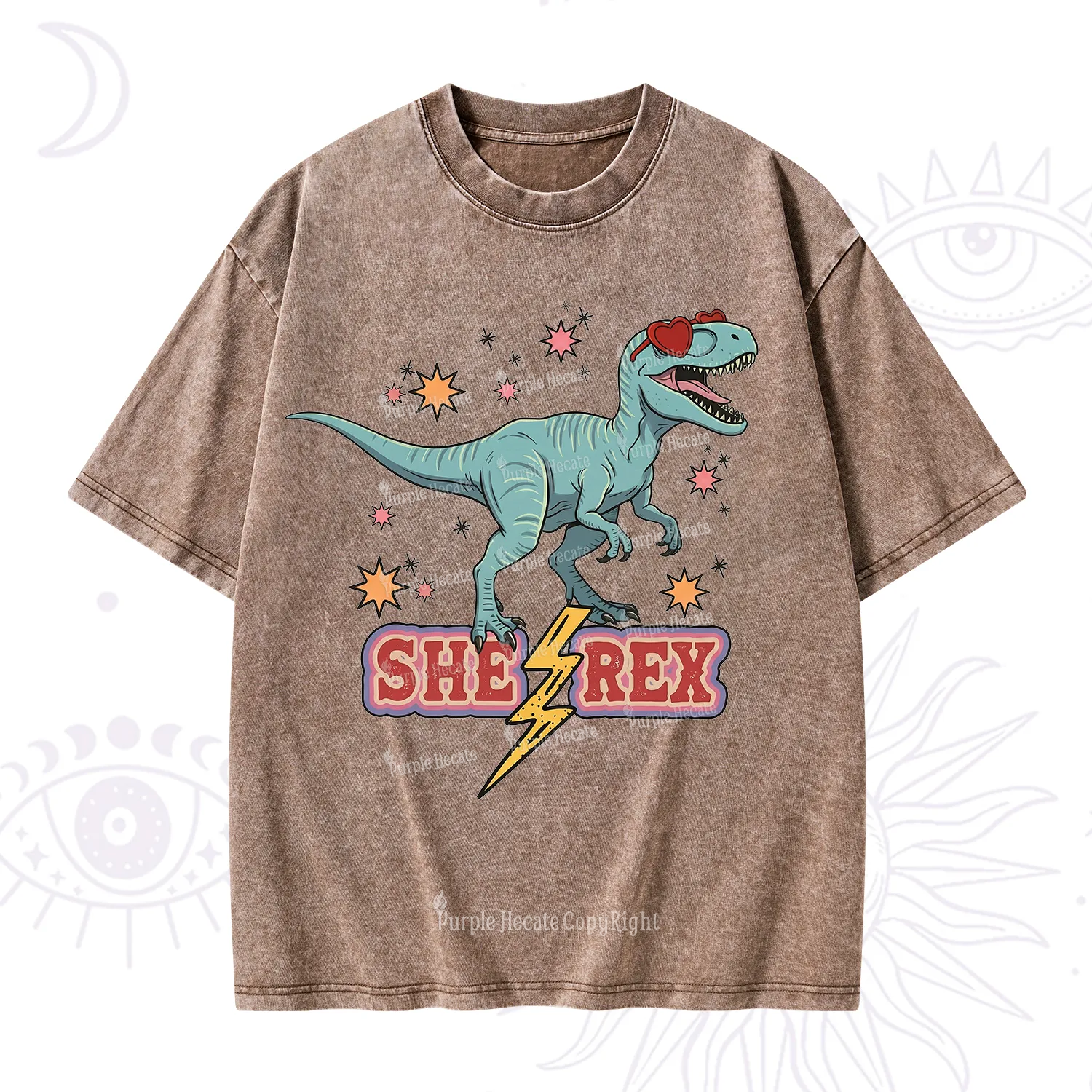 Purplehecate She Rex Dinosaur Washed T-Shirt