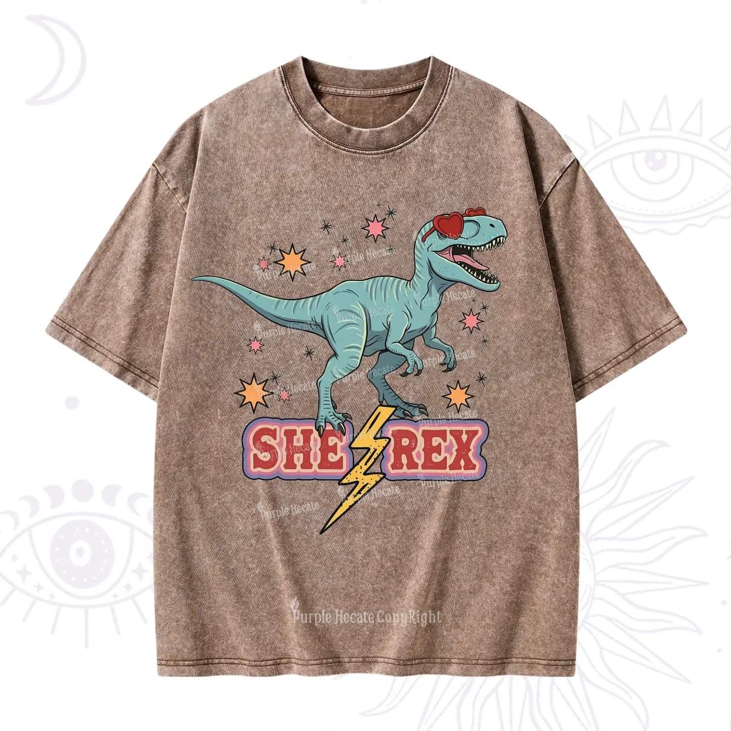 Purplehecate She Rex Dinosaur Washed T-Shirt