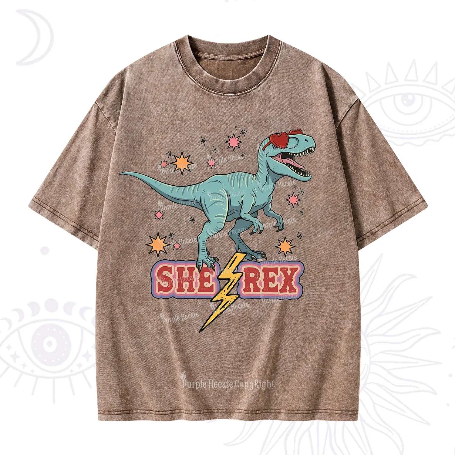 Purplehecate She Rex Dinosaur Washed T-Shirt