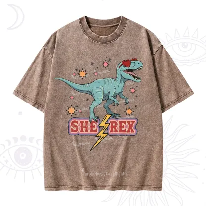 Purplehecate She Rex Dinosaur Washed T-Shirt