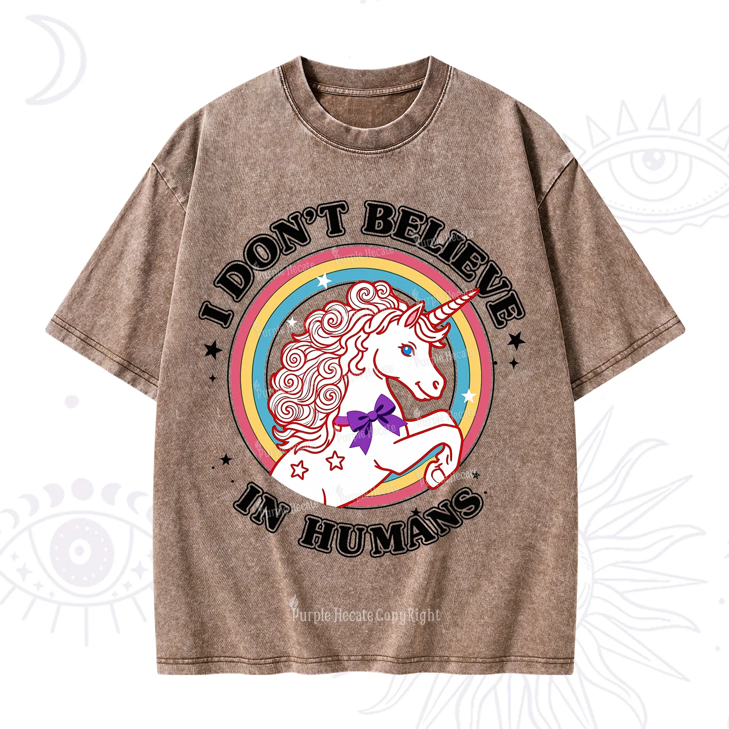 Purplehecate I Don't Believe In Humans Washed T-Shirt