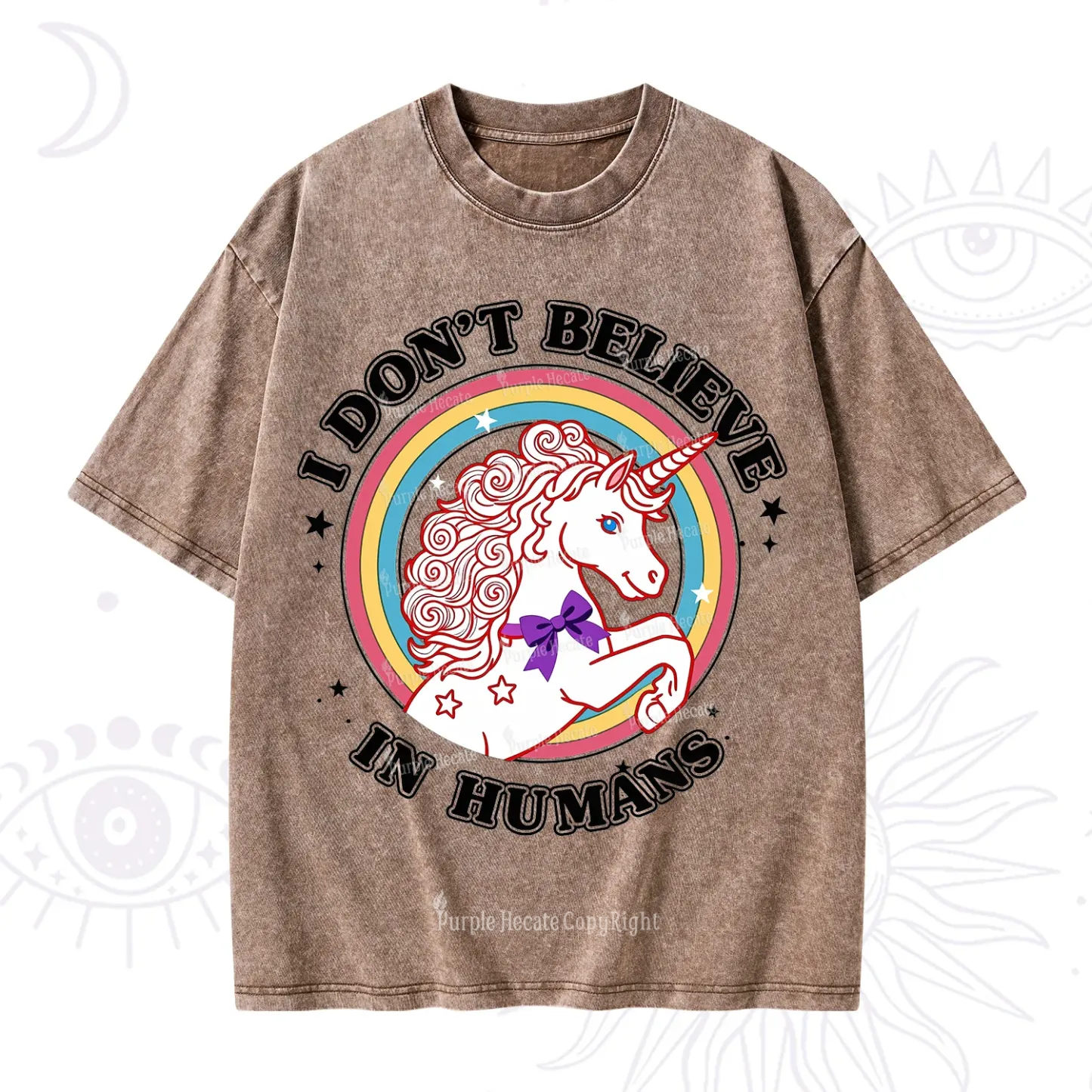 Purplehecate I Don't Believe In Humans Washed T-Shirt
