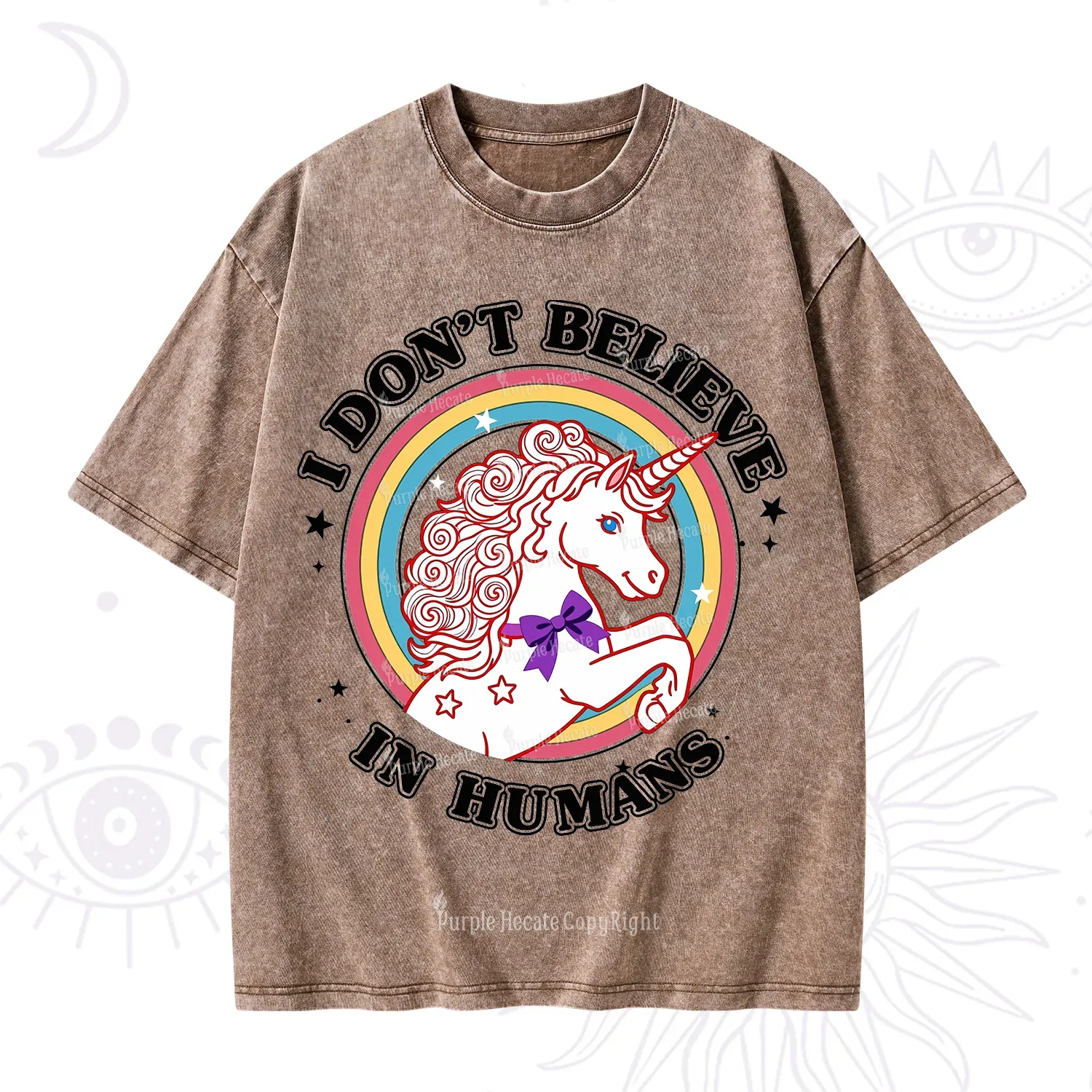 Purplehecate I Don't Believe In Humans Washed T-Shirt