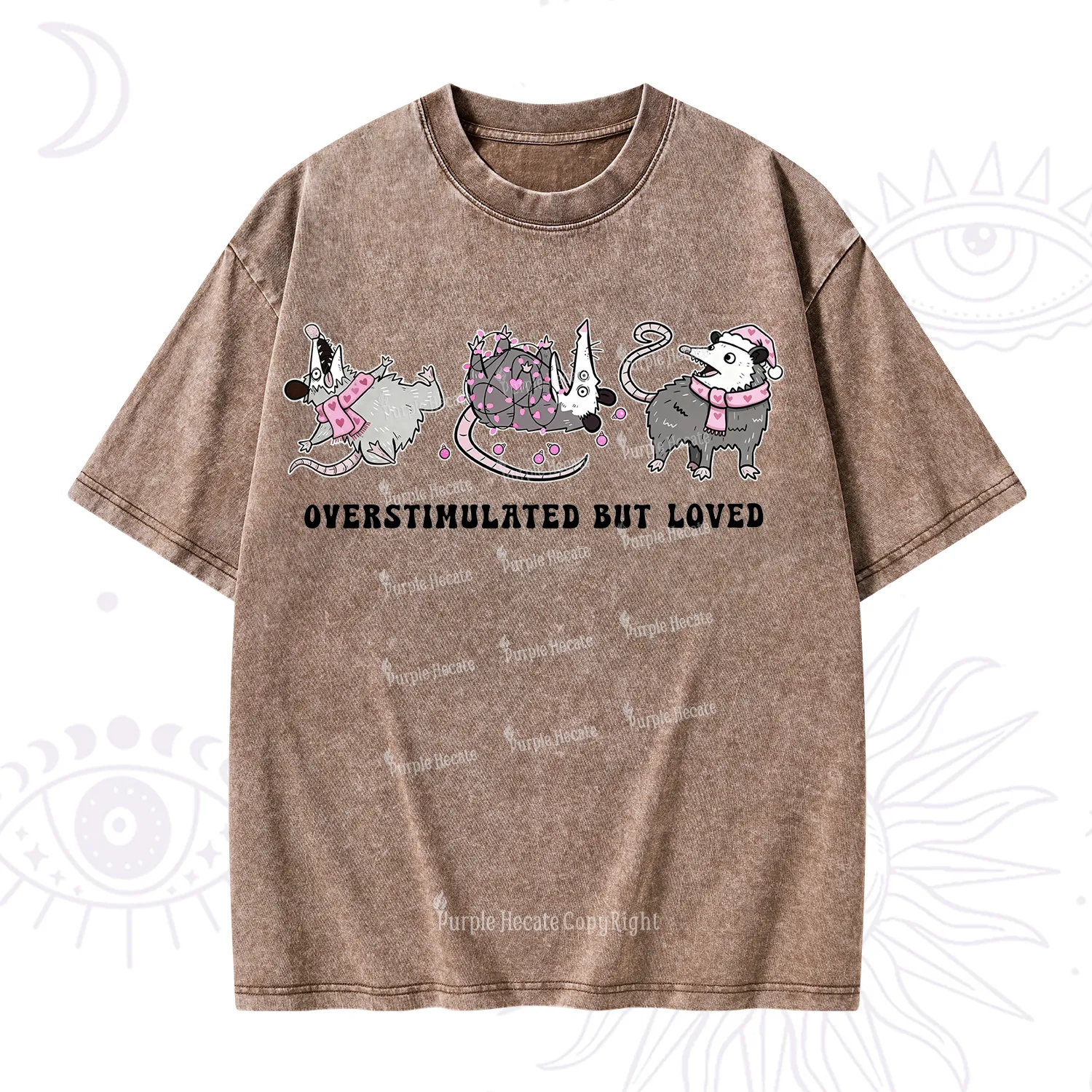 Purplehecate Overstimulated But Loved Valentine Washed T-Shirt