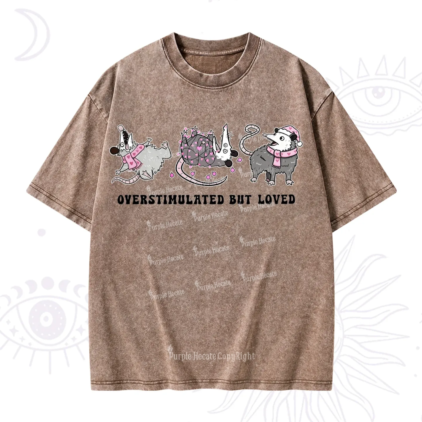 Purplehecate Overstimulated But Loved Valentine Washed T-Shirt