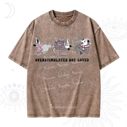 Purplehecate Overstimulated But Loved Valentine Washed T-Shirt
