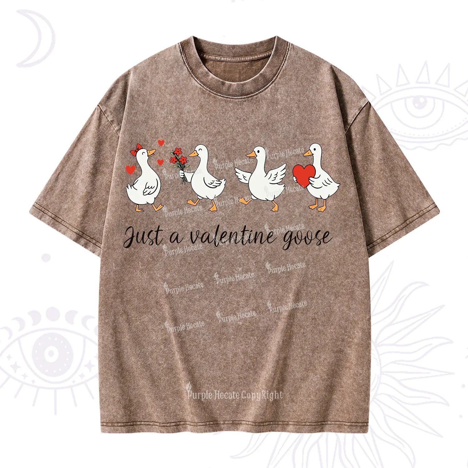 Purplehecate Just A Valentine Goose Valentine Washed T-Shirt